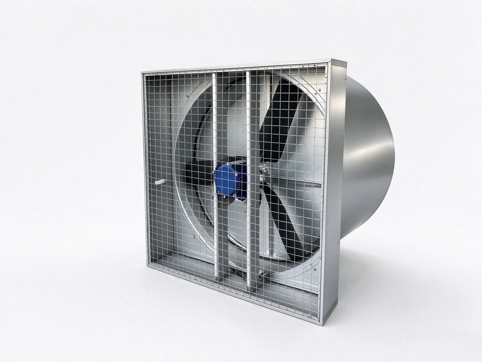 Rear view of 52-inch AC galvanized cone exhaust fan