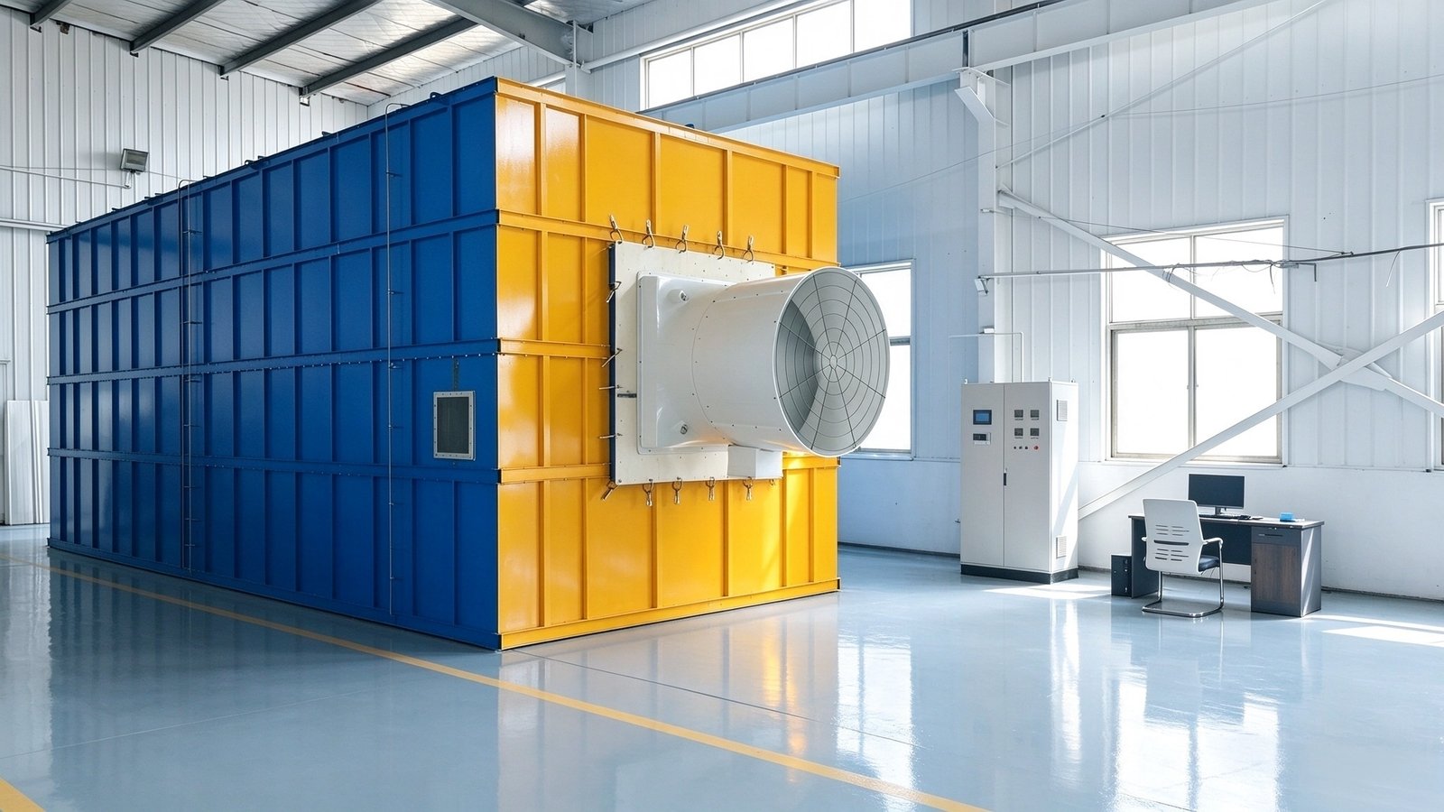 Wind tunnel testing laboratory for exhaust fans