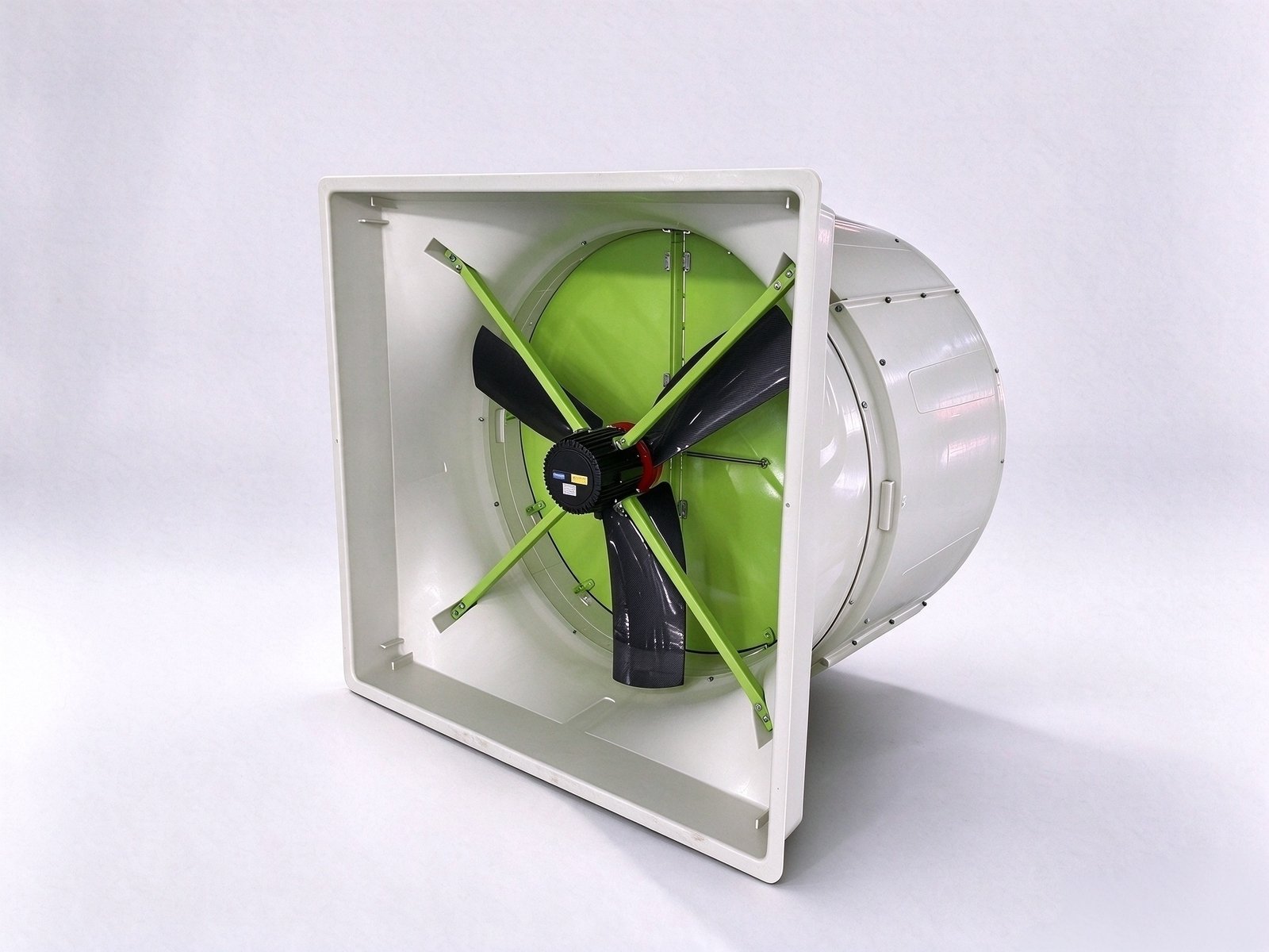 Rear view of 50-inch EC PMSM fiberglass exhaust fan